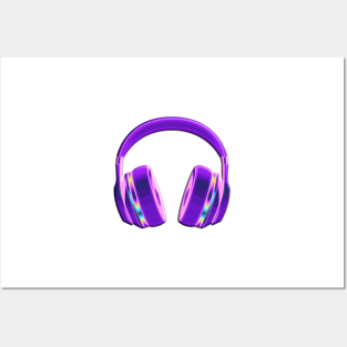 Dark Purple Holo Headphones Posters and Art